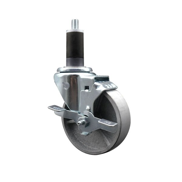 Service Caster 4'' Semi Steel Swivel 1-1/4'' Expanding Stem Caster with Brake SCC-EX20S414-SSS-TLB-114 - main